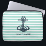 Housse Pour Ordinateur Portable Nautique, Ancre, Bandes vertes à la menthe<br><div class="desc">Cette image présente des rayures motif en vert menthe avec ancre. L'idée cadeau cool parfaite pour elle à n'importe quelle occasion.</div>