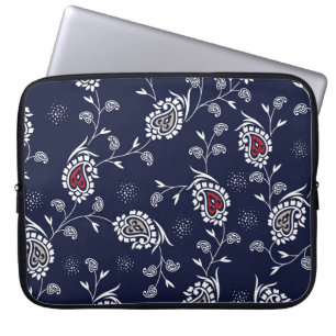 Housse Pour Ordinateur Portable Navy Paisley : Design Motif élégant.