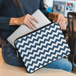 Housse Pour Ordinateur Portable Navy Zigzag, Navy Chevron, Motif géométrique