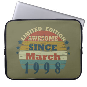 Housse Pour Ordinateur Portable né en mars 1998 anniversaire vintage