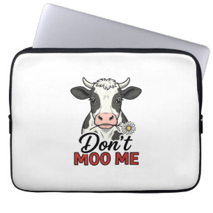 Housse Pour Ordinateur Portable Ne me moo pas drôle vache gravure vintage