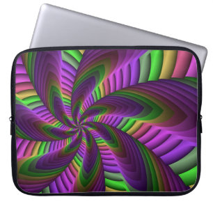 Housse Pour Ordinateur Portable Neon Colors Flash Fou Colorful Motif fractal color