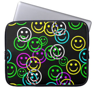 Housse Pour Ordinateur Portable Neon Happy Face Portable Sleeve