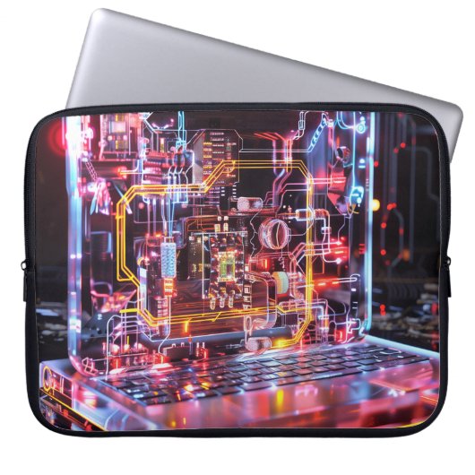 Housse Pour Ordinateur Portable Neon Laptop Circuits Art numérique (Devant)