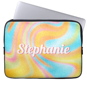 Housse Pour Ordinateur Portable Neon Rainbow Swirl Nom personnalisé