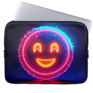 Housse Pour Ordinateur Portable Neon Smile : Conception de lueur heureuse et brill