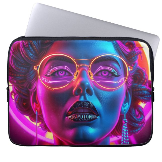 Housse Pour Ordinateur Portable Neon Woman Cyberpunk (Devant)