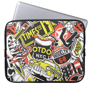 Housse Pour Ordinateur Portable New York urbain : patchwork autocollant.