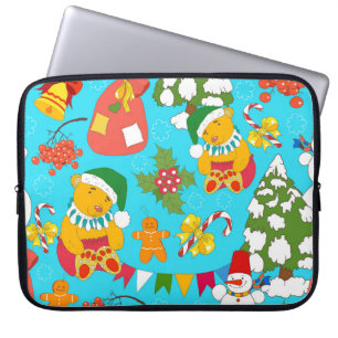Housse Pour Ordinateur Portable Noël de l'ours en peluche : Motif amical pour les