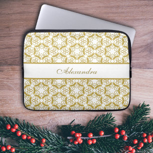 Housse Pour Ordinateur Portable Noël Gold Snowflakes Motif personnalisé
