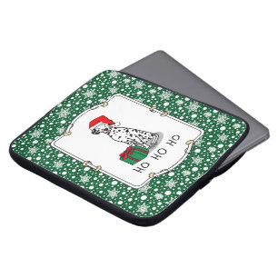 Housse Pour Ordinateur Portable Noël Santa Hat Chien dalmate (noir 1) mignonne