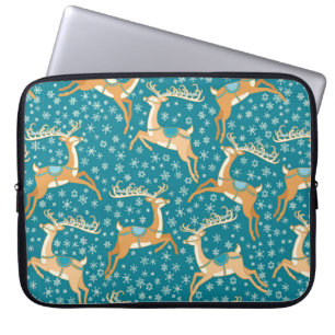 Housse Pour Ordinateur Portable Noël vintage motif sans couture avec rennes.