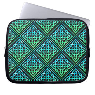 Housse Pour Ordinateur Portable Noeud celtique - Bleu diamant Vert