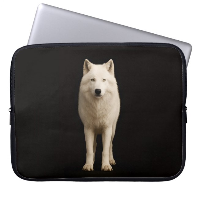 Housse pour ordinateur portable Noir 4 Luxe, Loup  (Devant)