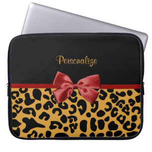 Housse Pour Ordinateur Portable Noir à la mode et arc rouge de ruban d'empreinte