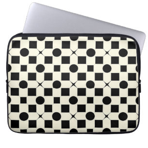 Housse Pour Ordinateur Portable Noir et Blanc Géométrique Moderne Minimaliste