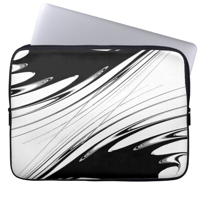 Housse Pour Ordinateur Portable Noir et Blanc Moderne (Devant)