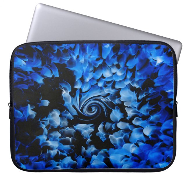 Housse Pour Ordinateur Portable Noir et bleu Abstrait (Devant)