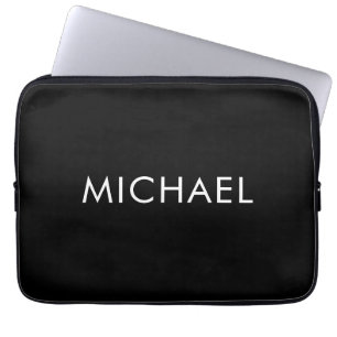 Housse Pour Ordinateur Portable Noir minimaliste Professionnel Simple Nom