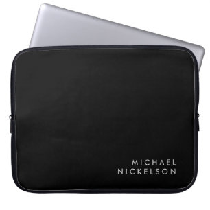 Housse Pour Ordinateur Portable noirs et blancs modernes et minimaux ajoutent