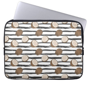 Housse Pour Ordinateur Portable Noix de coco sur le motif grunge de rayures