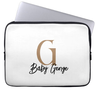 Housse Pour Ordinateur Portable nom cadeau bébé monogramme unisex personnalisation