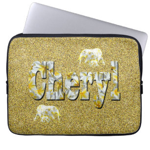 Housse Pour Ordinateur Portable Nom Cheryl Avec Fleurs Frangipani,
