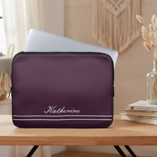 Housse Pour Ordinateur Portable Nom de script Minimaliste Prune