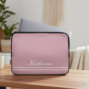 Housse Pour Ordinateur Portable Nom de script Minimaliste Rose Poussiéreuse