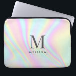 Housse Pour Ordinateur Portable Nom du monogramme holographique<br><div class="desc">Hologramme Holographique coloré Holographique Personnalisé Monogramme Nom Portable Sleeve. Ajoutez votre nom,  votre monogramme ou vos initiales.</div>
