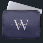 Housse Pour Ordinateur Portable Nom et initiale du monogramme violet simple et élé<br><div class="desc">Un design élégant prune violet avec un simple nom de monogramme cursif et initial.</div>