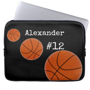 Housse Pour Ordinateur Portable Nom et numéro du basket-ball arrière - plan noir