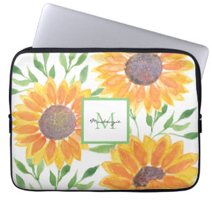 Housse Pour Ordinateur Portable Nom Monogramme Sunfleurs