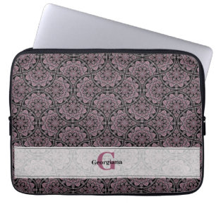 Housse Pour Ordinateur Portable Nom personnalisé 1920s Dusky Rose Floral Fronds Ma