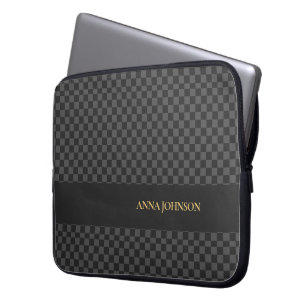 Housse Pour Ordinateur Portable Nom personnalisé À damiers Motif