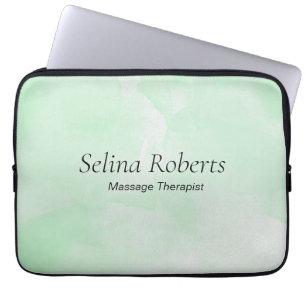 Housse Pour Ordinateur Portable Nom personnalisé aquarelle verte
