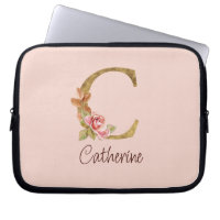 Nom personnalisé Blush Rose Pâle Lettre C Or Feuil
