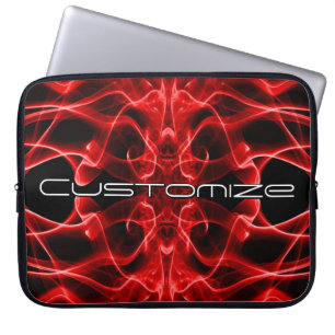 Housse Pour Ordinateur Portable Nom personnalisé Fumée Rouge Symétrique Noir