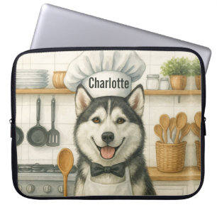 Housse Pour Ordinateur Portable Nom personnalisé Funny Siberian Husky Chien Chef