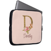 Housse Pour Ordinateur Portable Nom personnalisé Gold Foil Blush rose Roses Lettre (Devant droit)