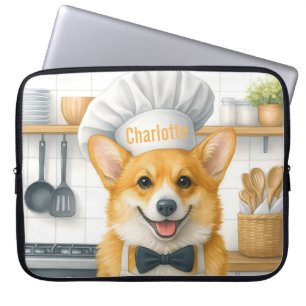 Housse Pour Ordinateur Portable Nom personnalisé Pembroke Welsh Corgi Chien Chef
