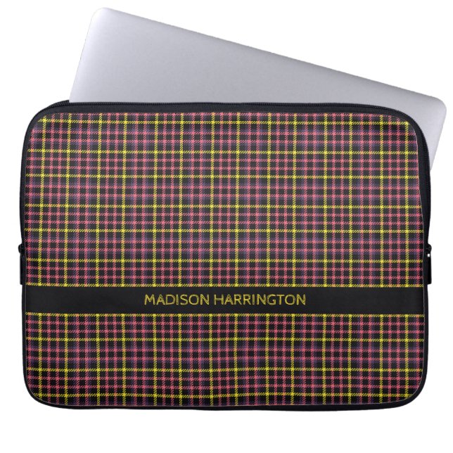 Housse Pour Ordinateur Portable Nom personnalisé Plaid / Tartan Motif (Devant)