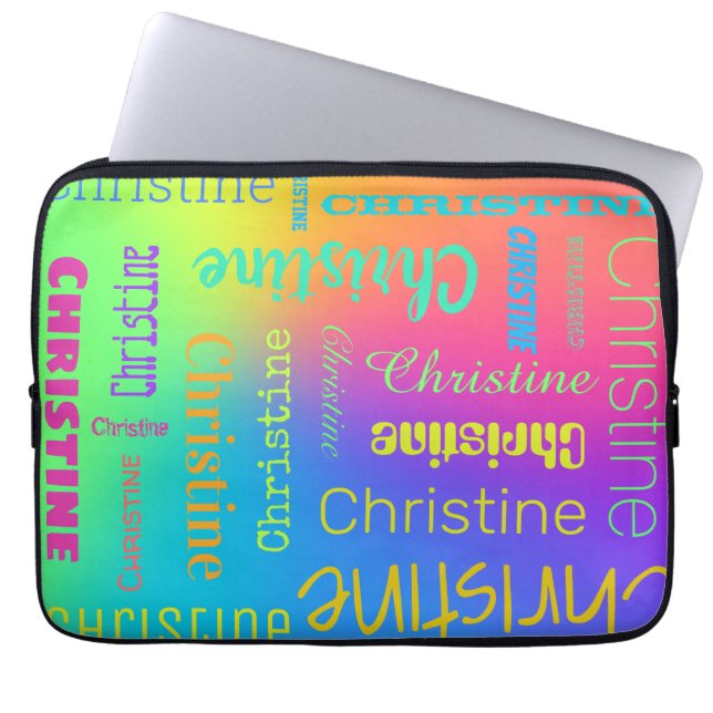 Housse Pour Ordinateur Portable Nom personnalisé Rainbow (Devant)