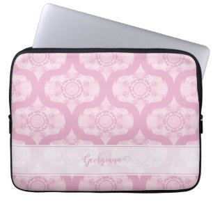 Housse Pour Ordinateur Portable Nom Personnalisé Retro 1970 Preppy In Pink Mandala
