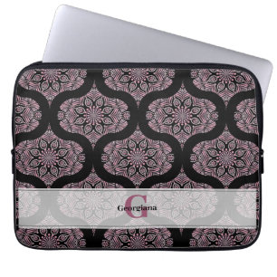 Housse Pour Ordinateur Portable Nom personnalisé Retro Dusky Rose Floral Fronds Ma