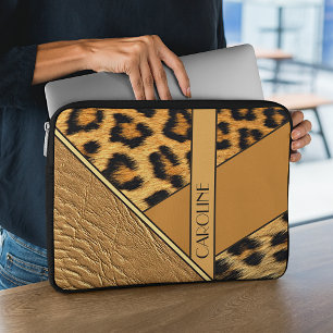 Housse Pour Ordinateur Portable Nom Personnalisé Sur Le Motif De Peau En Cuir Et L