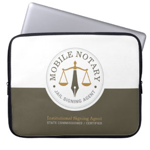 Housse Pour Ordinateur Portable Notaire mobile personnalisé Signature légale Kaki