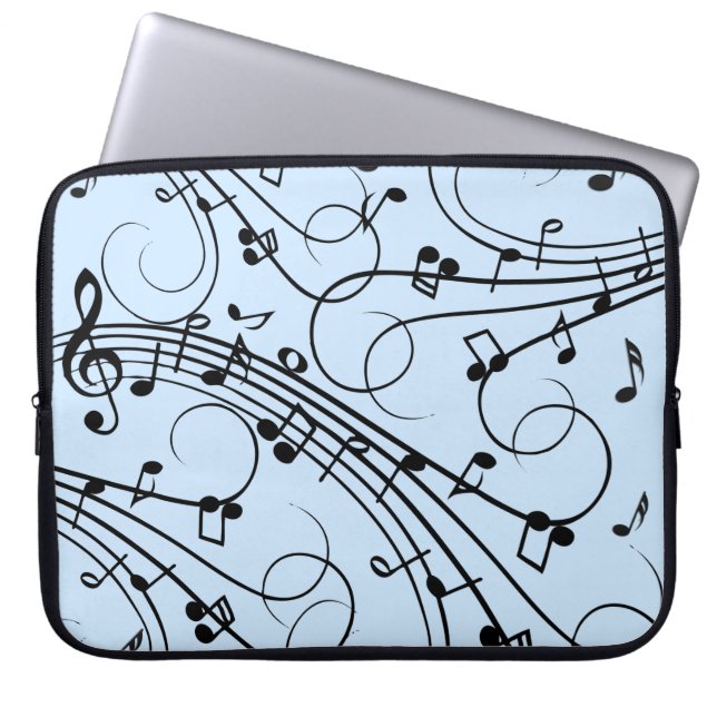 Housse Pour Ordinateur Portable Notes de musique fantaisie Bleu (Devant)