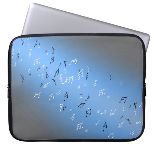 Housse Pour Ordinateur Portable Notes musicales Lune bleue (Devant)