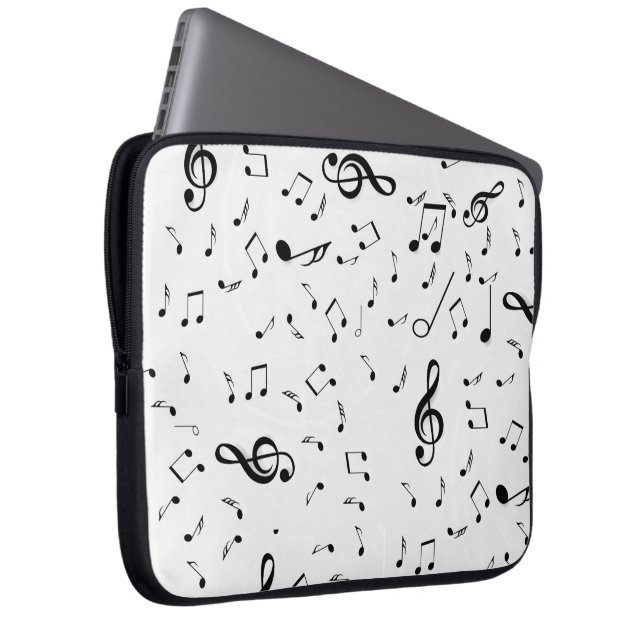 Housse Pour Ordinateur Portable Notes musicales sur le blanc (Devant droit)